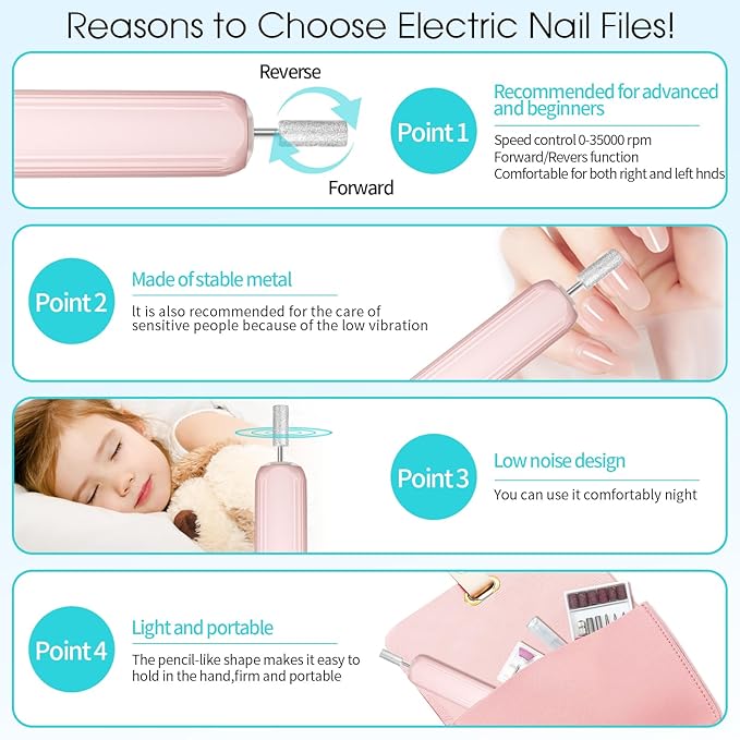 Electric Nail Drill, Professional Manicure Pedicure Kit, Cordless Electric Nail - Image 9