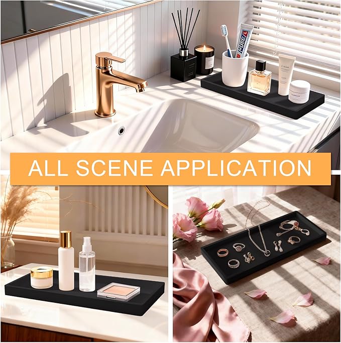 Bathroom Vanity Tray, 7.8 x 3.9 Inch Silicone Bathroom Tray Countertop - Image 6