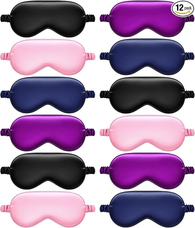 Cutecrop 12 Pcs Silk Sleep Masks Soft Satin Eye Masks by Cutecrop
