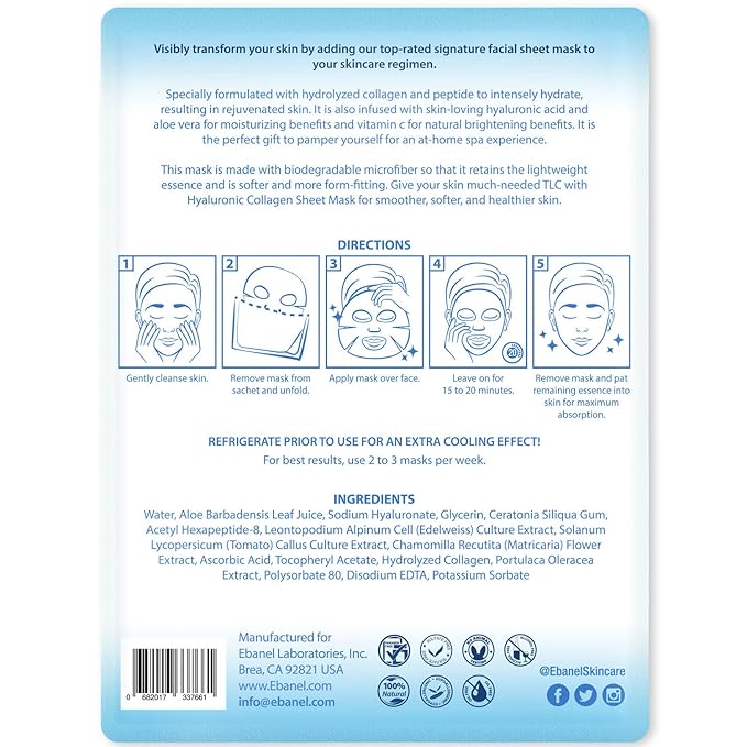 Ebanel 15 Pack Collagen Face Mask - Image 8