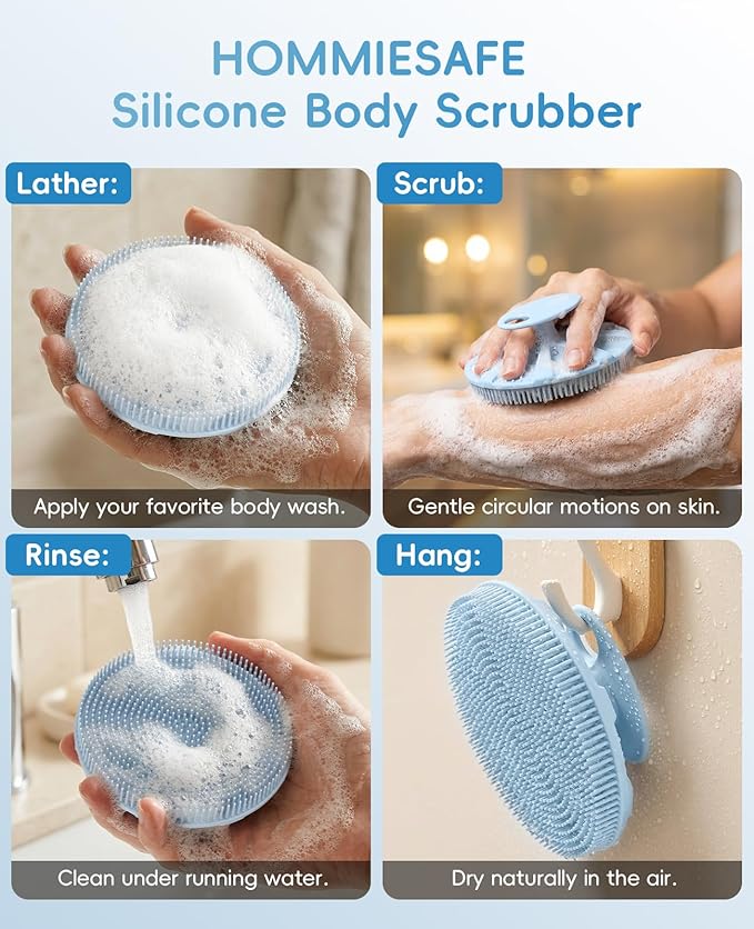Soft Silicone Shower Brush Body Wash Bath Exfoliating Skin Massage Scrubber - Image 4
