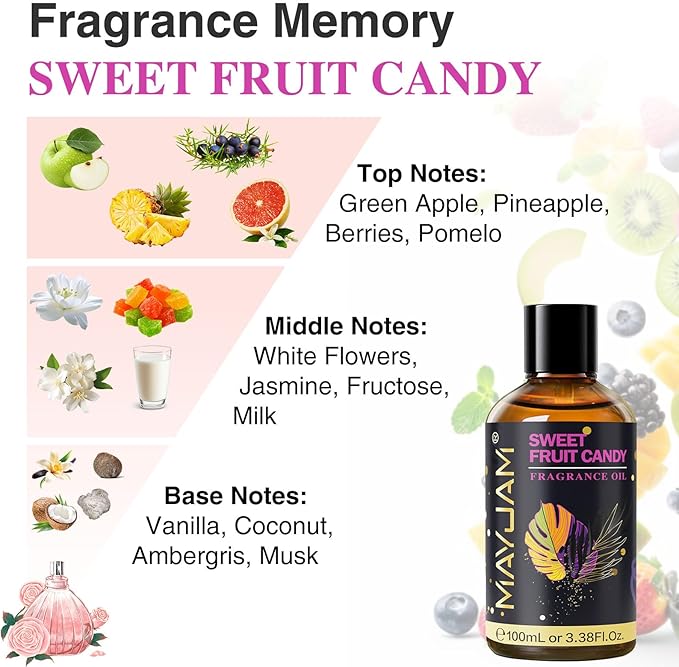 Sweet Fruit Candy Fragrance Oil Essential Oil, MAYJAM 3.38FL.OZ Sweet Fruit - Image 4