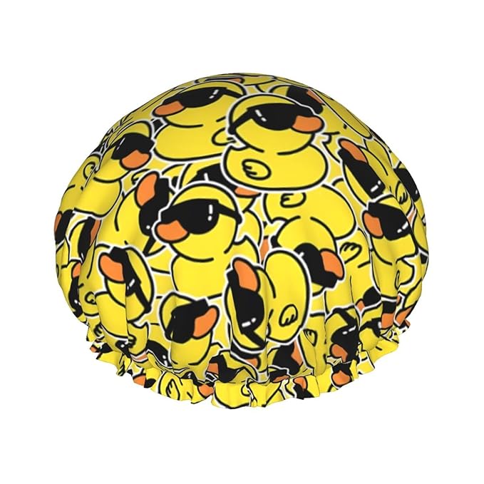 Cute Ducks Shower Cap For Women Reusable Waterproof Double Layers Bath Cap Hair by YUZEKABZ