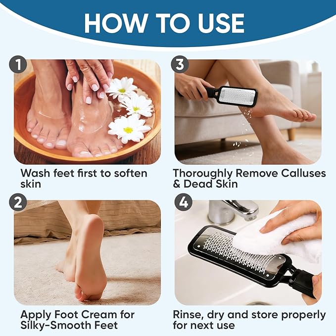 TEAWOO Foot File Callus Remover, Large Stainless Steel Foot Rasp, Heavy Duty - Image 4
