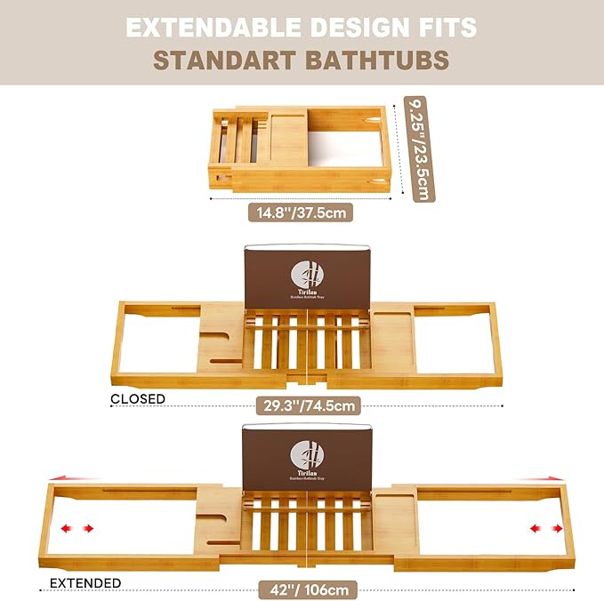 Yirilan Bathtub Trays for Tub, Bath Tray, Foldable Bathtub Caddy, Bathtub Caddy - Image 3