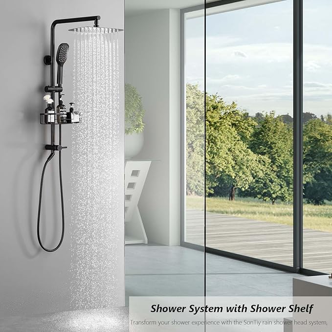 SonTiy Retrofit Rain Shower System Wall Mount, Oil Rubbed Bronze 12 Inch Rain - Image 9