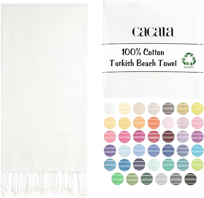 Cacala Lightweight and Thin Turkish Beach Towel 100% Cotton Sand-Free and by Cacala