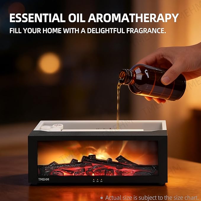 TMEHM Fireplace Flame Air Diffuser Humidifier, 7 Colors Aromatherapy Essential - Image 4