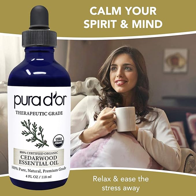 PURA D'OR Organic Cedarwood Essential Oil 100% Pure & Natural Therapeutic Grade - Image 2