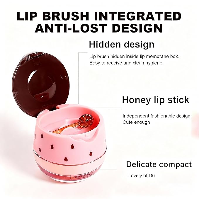 6 PCS Honey Lip Mask, Strawberry & Watermelon & Coconut & Cherry & Apple Lime - Image 3