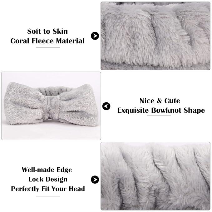 Ondder Spa Headband for Washing Face 8 Pack Gray Skincare Headbands for Women - Image 2
