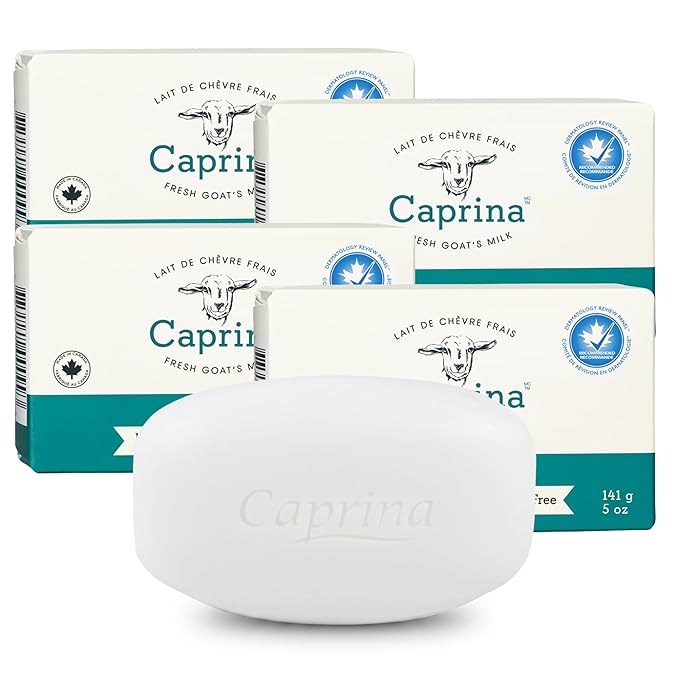 Caprina Goat Milk Bar Soap, FRAGRANCE FREE, 5 oz, Natural Hand & Body Soap Bars by Caprina