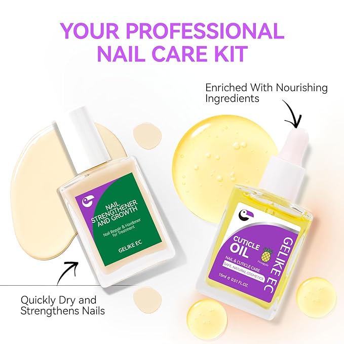 Gelike EC 2-in-1 Nail Rescue Kit: Apricot Nail Nail Growth Treatment & - Image 6