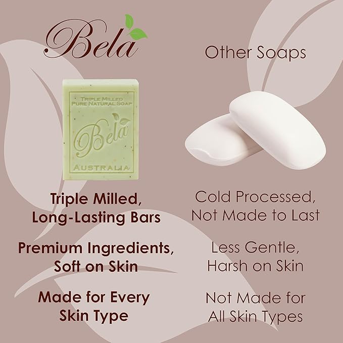 BELA Soap Variety Pack 3.3 OZ, Long Lasting, French Triple Milled Bar Soap - Image 4