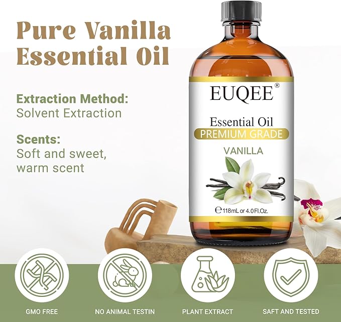 EUQEE 118ml Vanilla Essential Oil, Pure Vanilla Fragrance Essential Oil - Image 2