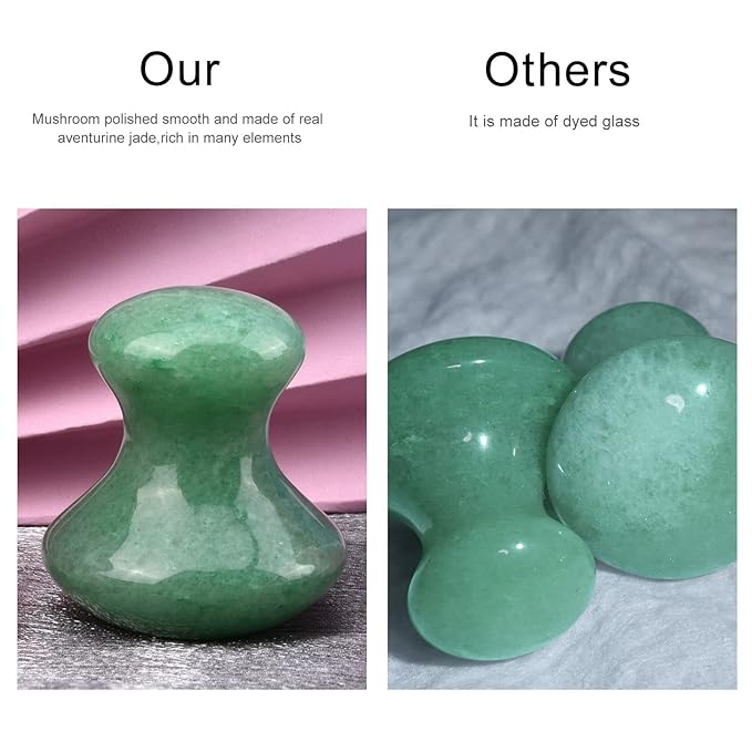 ideayard Mushroom Gua sha 2Pcs Jade Eye Massage Facial Tool Smooth Cute - Image 4