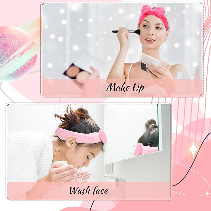 Jexine 24 Pcs Facial Spa Headband Makeup Headbands Bulk Bow Hair Head Band - Image 4