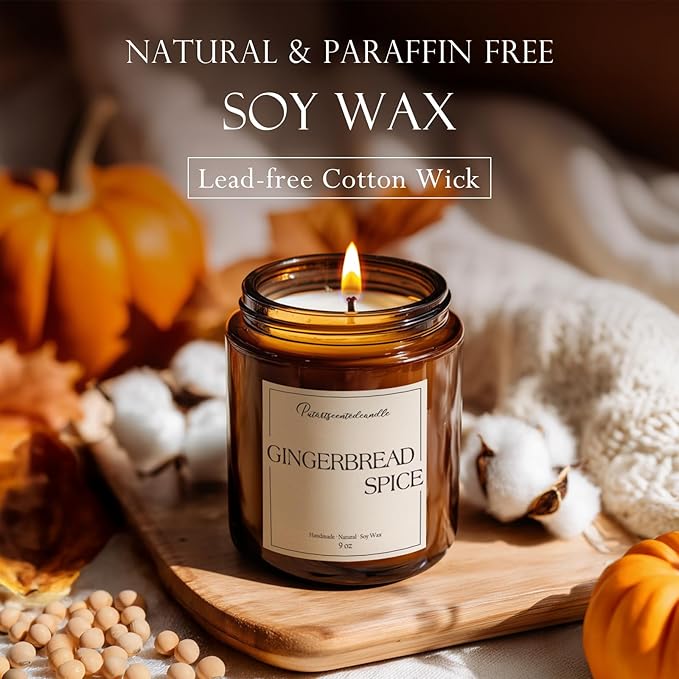 Gingerbread Spice Candles for Home Scented, Natural Soy Wax Aromatherapy Non - Image 5