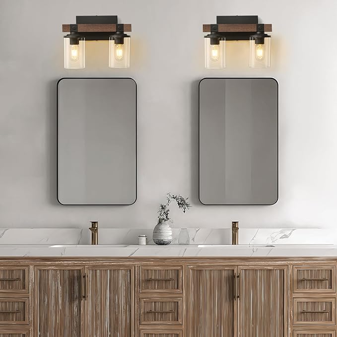 GoYeel Farmhouse Vanity Lights for Bathroom, Wooden Rustic Vanity Lighting - Image 2