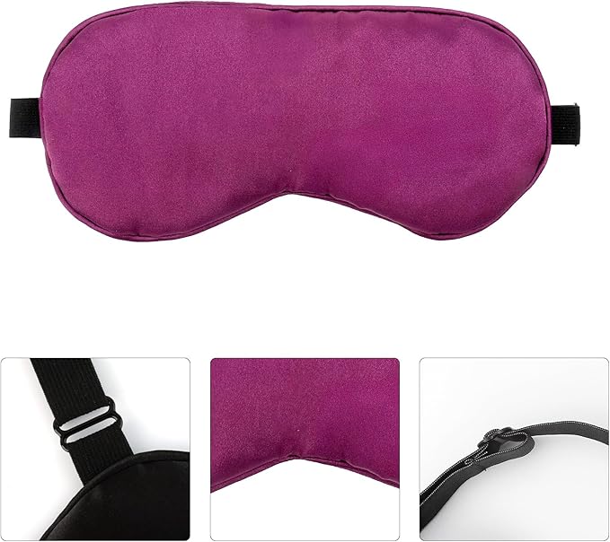 2 PCS Purple Satin Sleep Masks, Adjustable Silk Eye Mask - Image 5