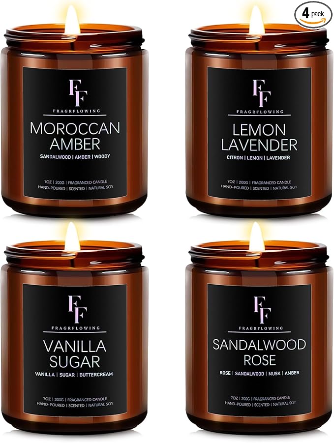 Scented Candles for Home Scented Aromatherapy Candles, 4 Pack 28 Oz Soy Wax by FFFRAGRFLOWING