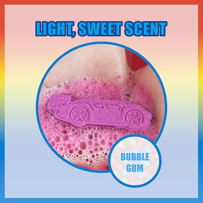 Hot Wheels 6 Piece Bath Bombs for Kids, Bubble Gum Scented, Bath Toys for Kids - Image 4