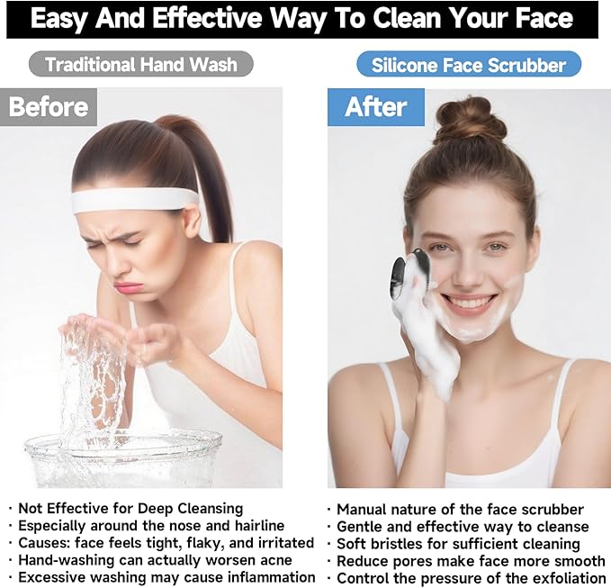 2 PCS Face Scrubber, Soft Silicone Face Exfoliator - Image 4