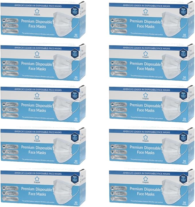 Litepak 500pcs Premium Disposable Face Mask SOFT 3ply Nose Wire - Image 2