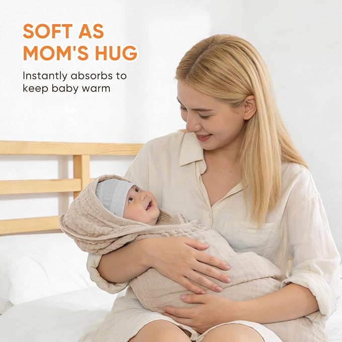 MIGIOL Muslin Hooded Baby Towels 100% Cotton ，Super Soft Muslin Baby Bath Towel - Image 8
