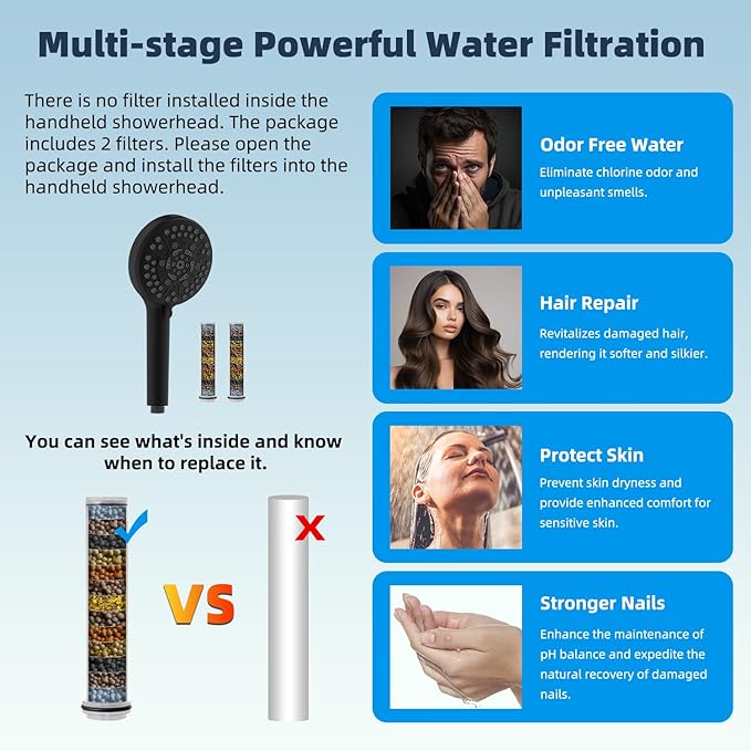 Hibbent All Metal 10'' Dual Filtered Rainfall Shower Head Combo, High Pressure - Image 5