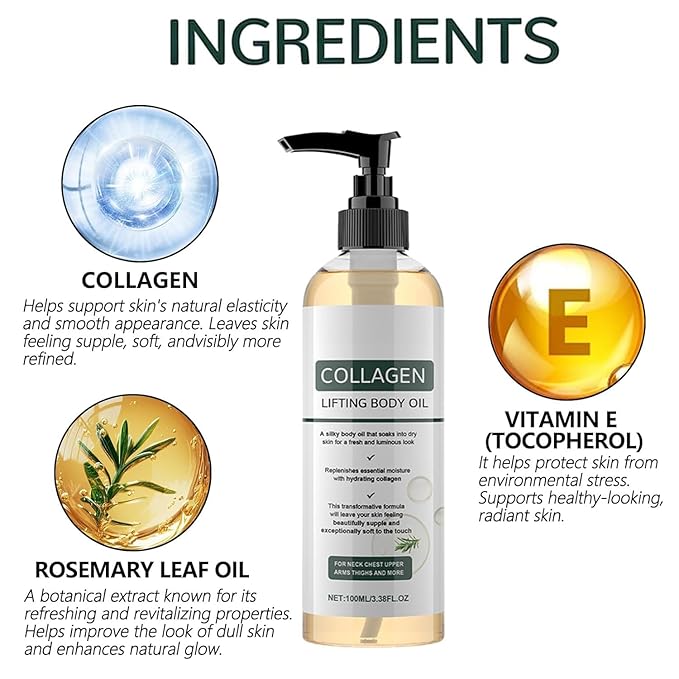 Collagen Lifting Body Oil after Shower, Moisturizing Anti Aging Silk Body Oils - Image 4