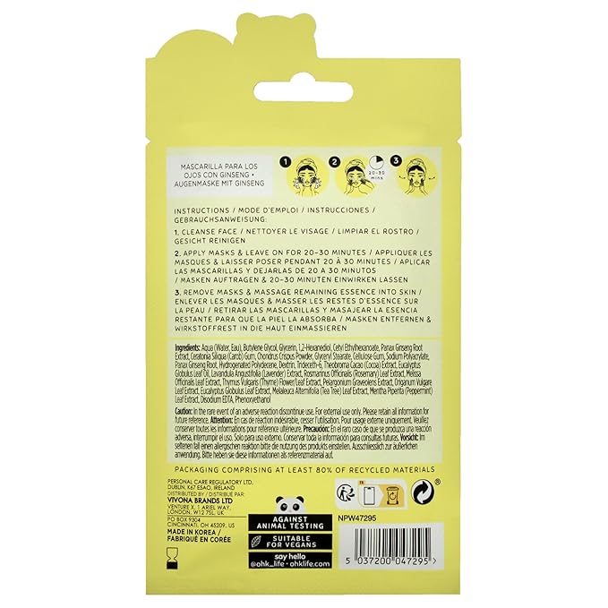 Oh K! Eye Mask - Ginseng and Eucalyptus - Hydrating Under Eye Patches - - Image 2