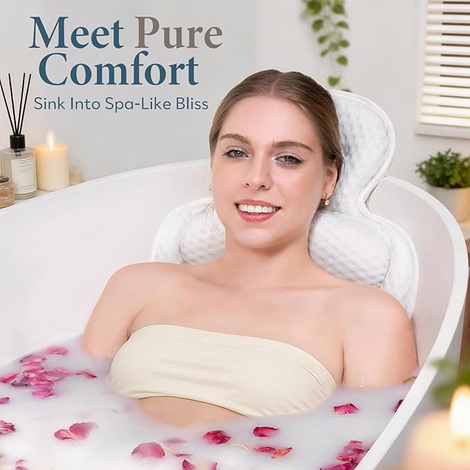 Bath Pillows for Tub, Comfortable Bathtub Cushion for Head and Neck - Image 2