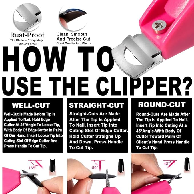 Pink Adjustable Artificial Acrylic Fake Nail False Nail Tip Clipper Cutter - Image 2
