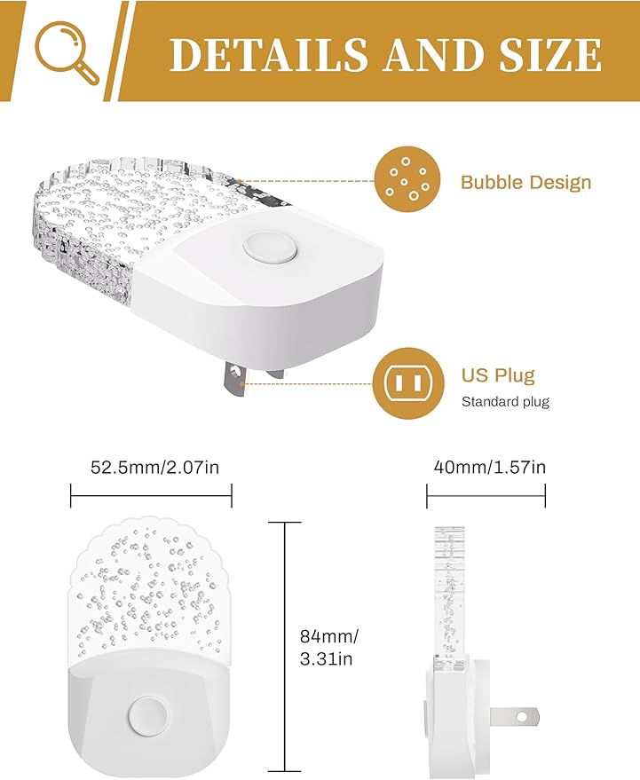 DORESshop Led Night Lights Plug into Wall, 4 Packs Amber Dimmable Dusk to Dawn - Image 6