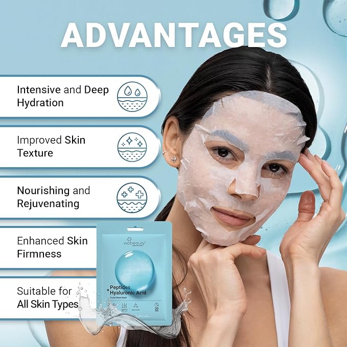 VIABEAUTY 8 Pack Hyaluronic Acid Face Mask - Image 3