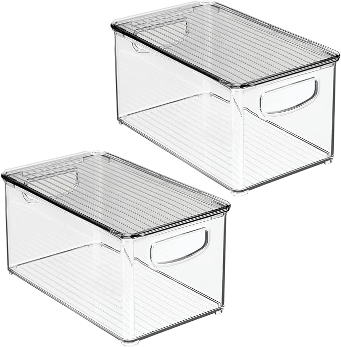 mDesign Deep Plastic Bathroom Storage Bin Box, Lid/Built-in Handles, - Image 9