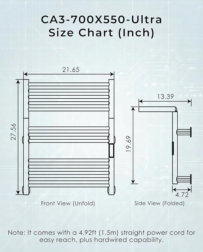 High-Density Foldable Heated Towel Rack, Smart Dual-Zone App/Voice Control - Image 7