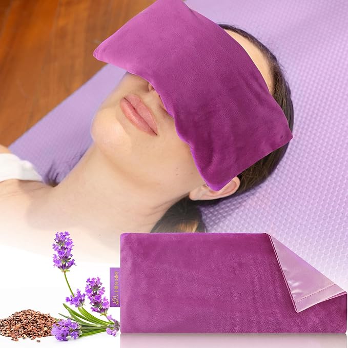 Weighted Eye Mask for Sleep, Meditation, Lavender Eye Pillow Heated for Headache - Image 7