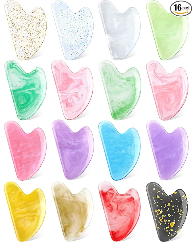 Sherr 16 Pcs Gua Sha Facial Tools Gua Sha Stone Facial Massage Tools Face by Sherr
