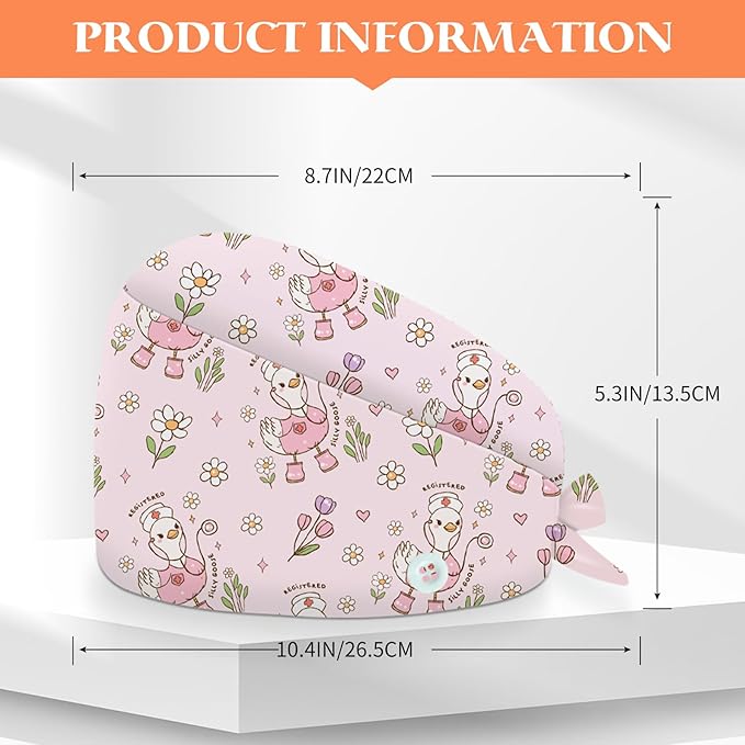 Adjustable Scrub Cap with Buttons & Sweatband, Working Hat with Elastic Tie Back - Image 3
