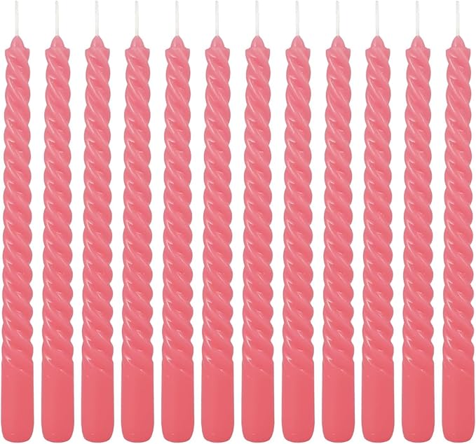 WPONSZU 10 Inch Pink Spiral Taper Candle Set of 12 Pack Unscented Dripless - Image 9
