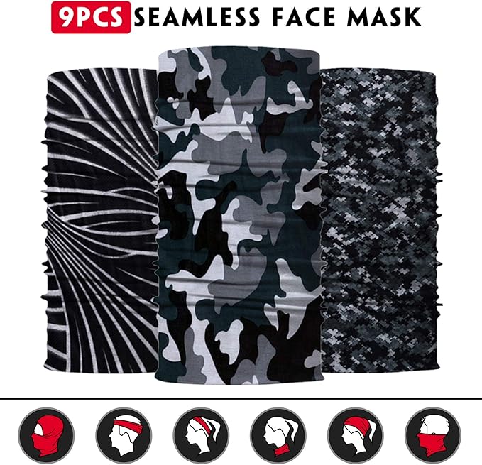 Venswell Neck Gaiter Face Mask Men Women, Seamless Bandana Rave Face Cover - Image 3