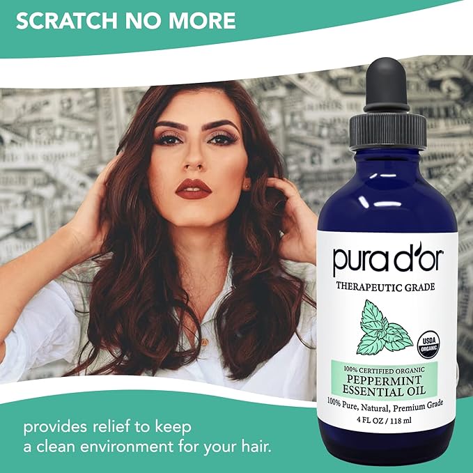 PURA D'OR Organic Peppermint Essential Oil 100% Pure & Natural Therapeutic Grade - Image 4