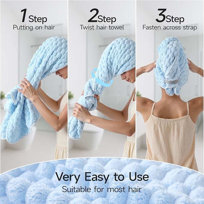 REDKISS Blue Microfiber Hair Towels - Image 3