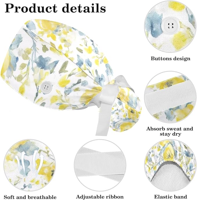 Scrub Cap with Hair Scrunchy, Ponytail Holder Surgical Cap - Image 4