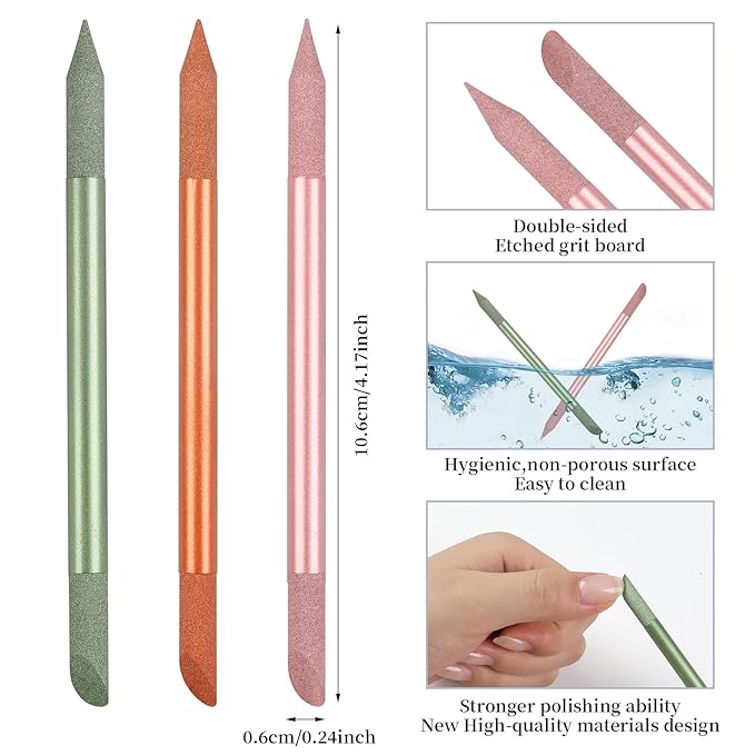 3Pcs Glass Cuticle Pusher, heemeei Crystal Cuticle Pusher Glass File, - Image 3