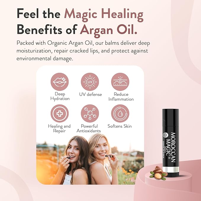 Moroccan Magic Organic Coconut Almond Lip Balm 3 Pack | Ultra-Hydrating Argan & - Image 3