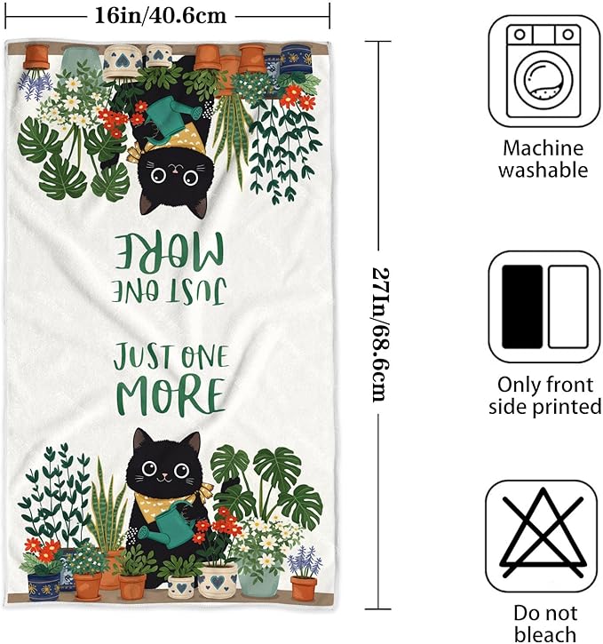 Accnicc 2 Pack Black Cat Bathroom Hand Towels Decorative Potted Plants Dish - Image 7