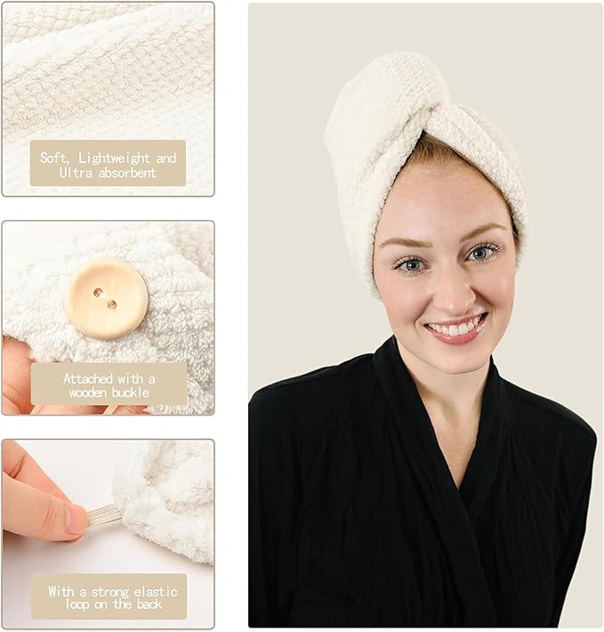 ROLSHOL Extra Large 4 Pack Microfiber Hair Towel Wrap - Image 4